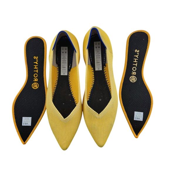 Rothy's The Point Ballet Flats Womens 8.5 Sunshine Yellow Pointed Toe Washable - Picture 9 of 11